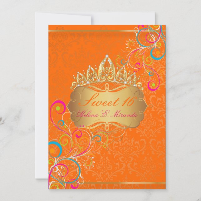 PixDezines Sweet 16/Rainbow Wirbel Einladung (Vorderseite)