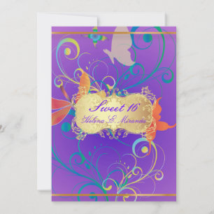PixDezines Sweet 16/Schmetterlinge/Schwünge/Libell Einladung