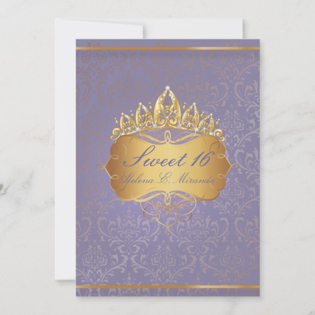 PixDezines Sweet 16/Vintag Rossi Damask Einladung (Vorderseite)