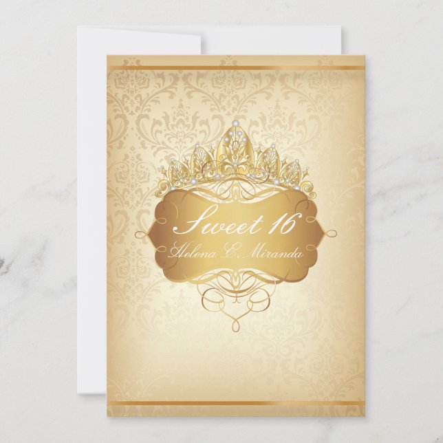 PixDezines Sweet 16/Vintag Rossi Damask Einladung (Vorderseite)