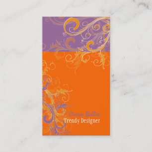 PixDezines Swirls /lila+tangerine Visitenkarte