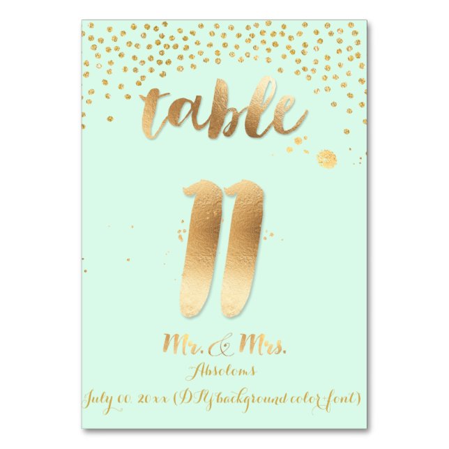 PixDezines Tabelle 11/Goldsprinkles/DIY Farbe/Minz Tischnummer (Rückseite)
