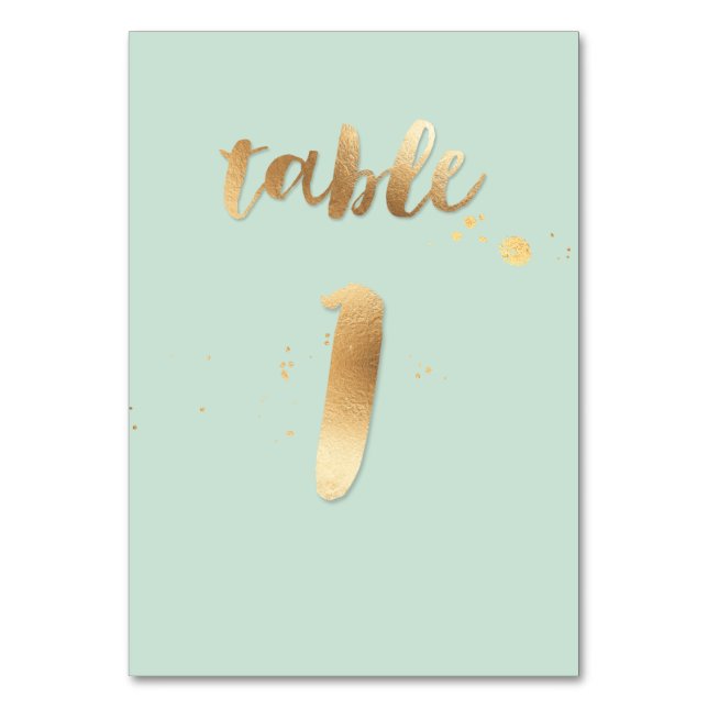 PixDezines-Tabelle 1/goldene Bürste/DIY-Farbe/Minz Tischnummer (Vorderseite)