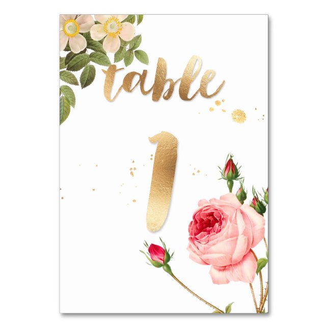 PixDezines Tabelle 1/Vintage Rose/Redoute Tischnummer (Vorderseite)