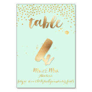 PixDezines-Tabelle 4/Goldstrester/JEDE Farbe/Minze Tischnummer