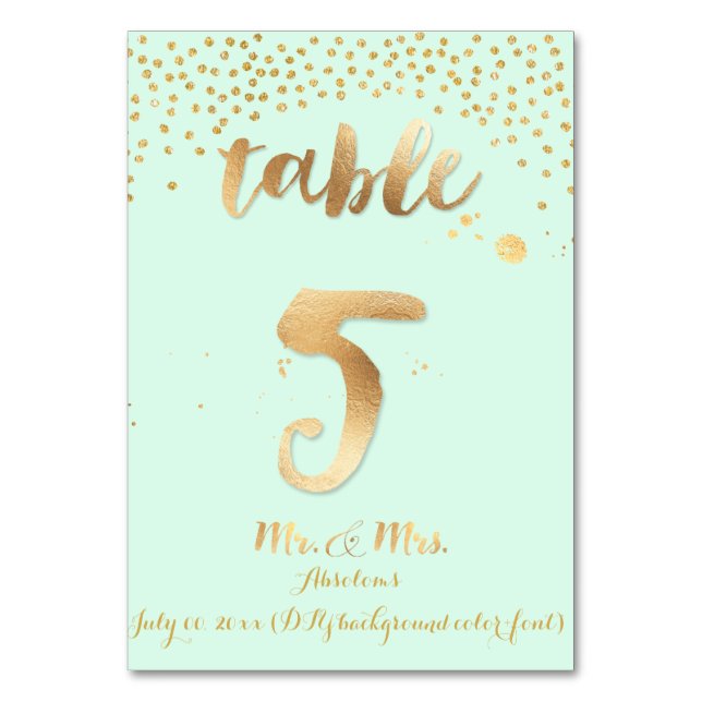 PixDezines Tabelle 5/goldene Sprinklen/DIY Farbe/M Tischnummer (Vorderseite)