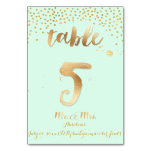 PixDezines Tabelle 5/Goldstrester/JEDE Farbe/Minze Tischnummer