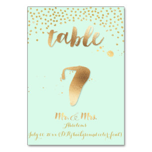 PixDezines-Tabelle 7/Goldsprinkles/DIY-Farbe/Minze Tischnummer