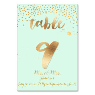 PixDezines-Tabelle 9/Goldsprinkles/DIY-Farbe/Minze Tischnummer