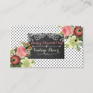 PixDezines Tafel+Vintage Rosen Visitenkarte