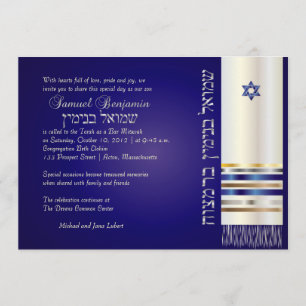 PixDezines talit/Stilvolle Bar Mitzvah/blau/silber Einladung