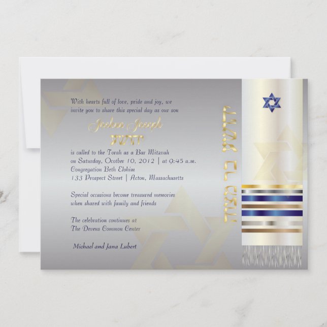 PixDezines talit/Stilvolle Bar Mitzvah Einladung (Vorderseite)