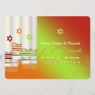 PixDezines Tallits/Stylish B'not Mitzvah/DIY-Farbe Einladung