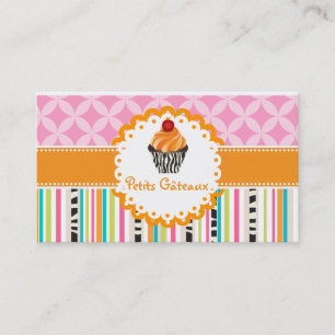 PixDezines Tangerine Wirbel Cupcake+Streifen Visitenkarte