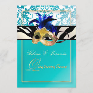 PixDezines Tanza Damask/Quinceanera/Zebra Einladung