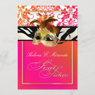 PixDezines Tanza Damask/süß 16/zebra Einladung