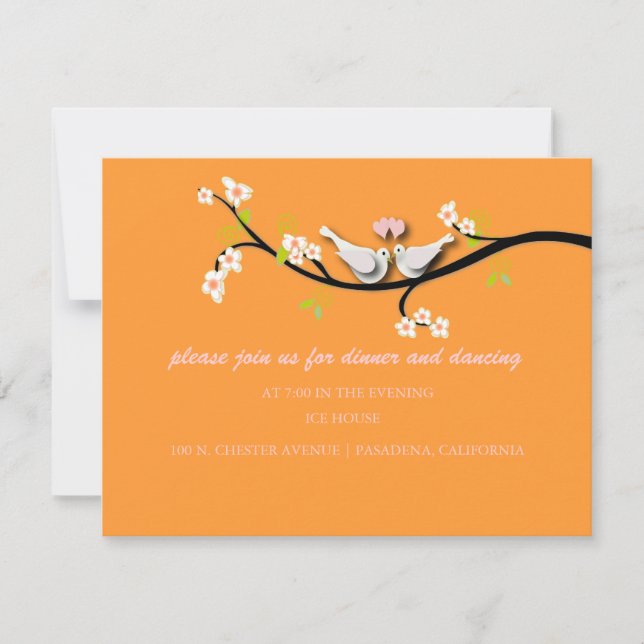 PixDezines taubt/liebt Vögel/Degenfarbe Einladung (Vorderseite)