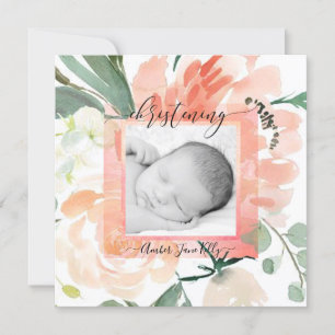 PixDezines Taufe Sommer Aquarell Blumen Einladung