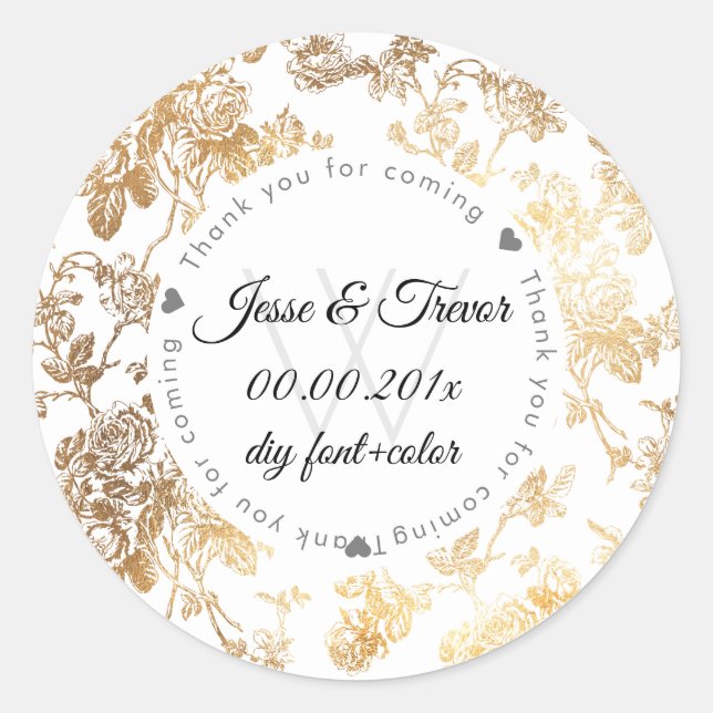 PixDezines Toile/Imitate Gold Rose Runder Aufkleber (Vorderseite)