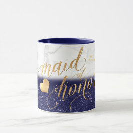 PixDezines Trauzeugin/Marmor+Gold+Blue Glitzer Tasse