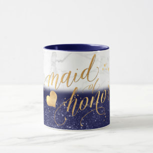 PixDezines Trauzeugin/Marmor+Gold+Blue Glitzer Tasse