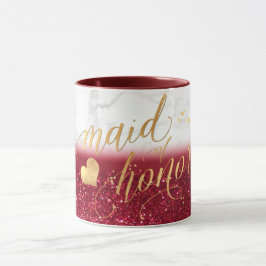 PixDezines Trauzeugin/Marmor+Gold+Roter Glitzer Tasse