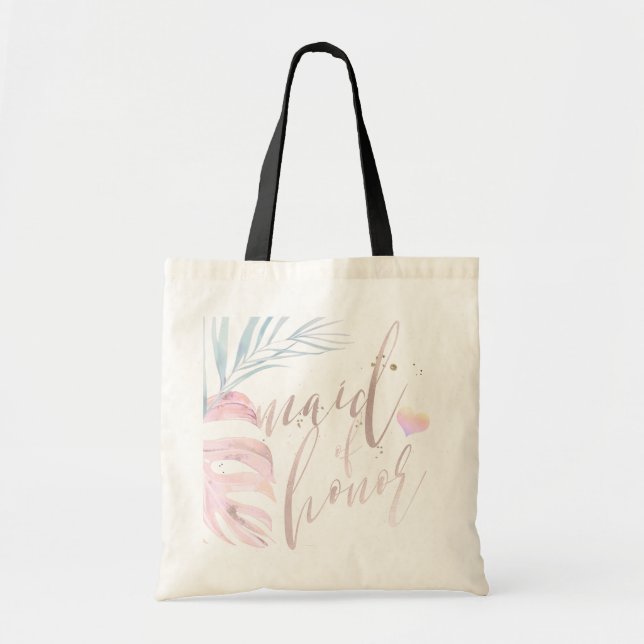 PixDezines-Trauzeugin/Palms Blush Pink-Script Tragetasche (Vorne)