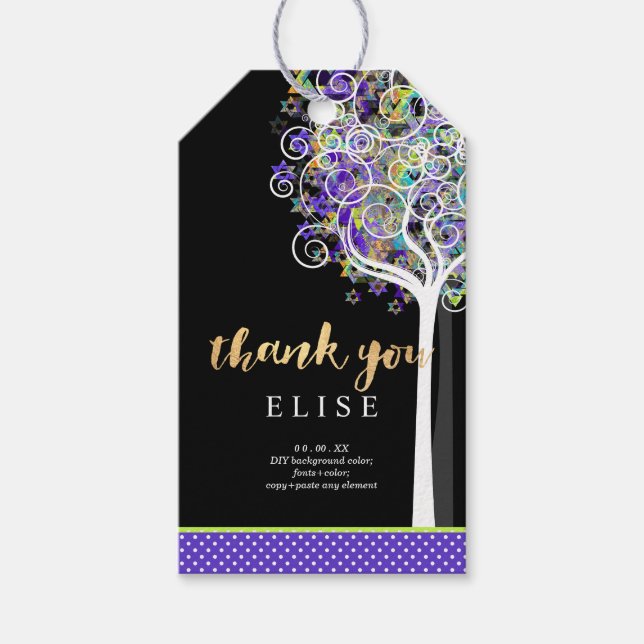 PixDezines Tree of Life Bat Mitzvah/Lila Geschenkanhänger (Vorderseite)