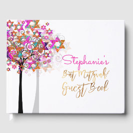 PixDezines Tree of Life Bat Mitzvah/Pink Gästebuch