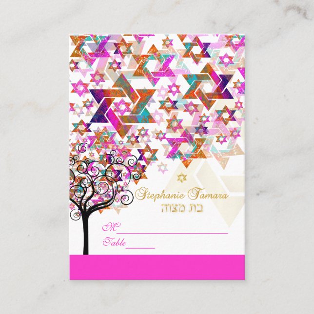 PixDezines Tree of Life Mitzvah Platzkarten (Vorderseite)