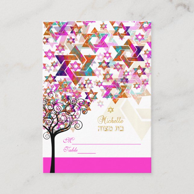PixDezines Tree of Life Mitzvah Platzkarten (Vorderseite)