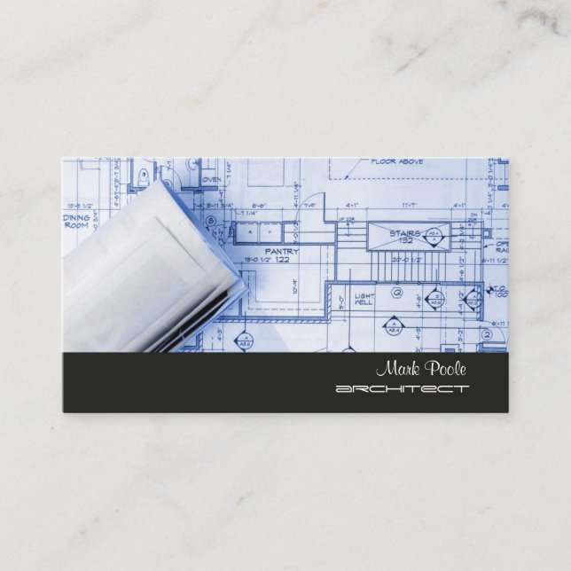 PixDezines TRENDY ARACHITECH BLAUES DRUCKPAPIER Visitenkarte (Vorderseite)