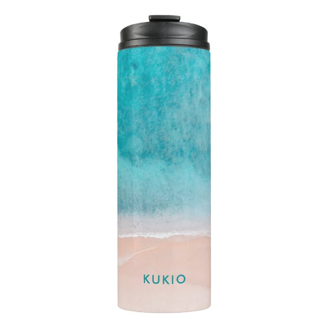 PixDezines Tropical Beach Thermal Tumbler Thermosbecher (Vorderseite)