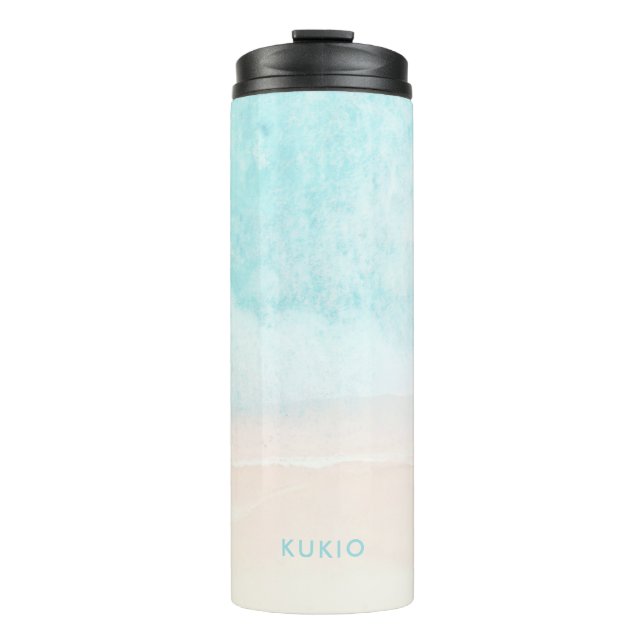 PixDezines Tropical Beach Thermal Tumbler Thermosbecher (Vorderseite)