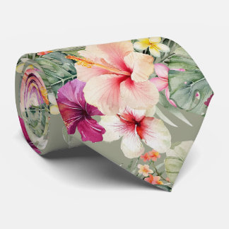 PixDezines Tropical Paradise Floral Foliage Krawatte