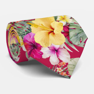 PixDezines Tropical Paradise Floral Foliage Krawatte