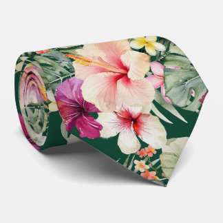 PixDezines Tropical Paradise Floral Foliage Krawatte