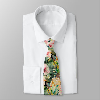 PixDezines Tropical Paradise Floral Foliage Krawatte