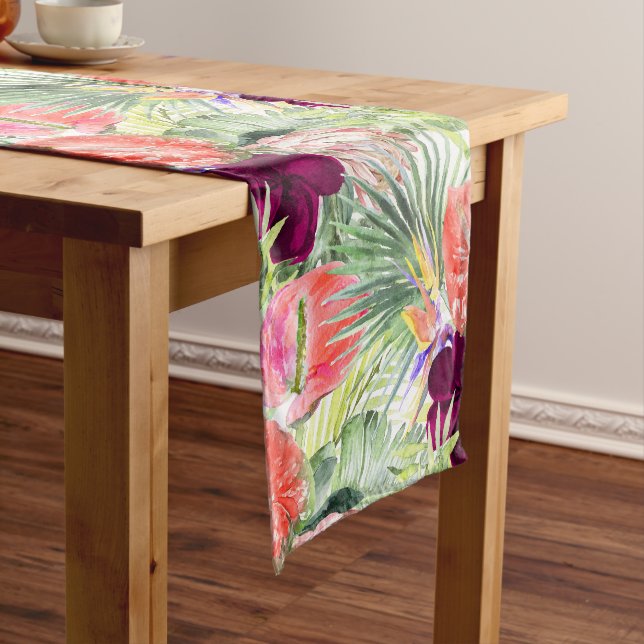 PixDezines Tropical Paradise Lush Floral Foliage Kurzer Tischläufer (Beispiel)