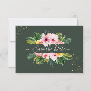 PixDezines Tropisches Floral & Laub Jägergrün  Save The Date