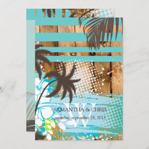 PixDezines tropisches Grunge/Strand-Thema/DIY-Farb Einladung