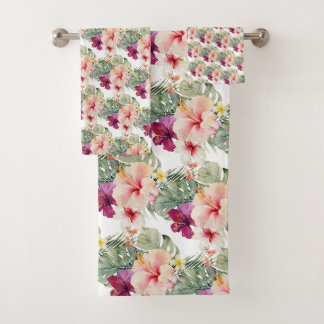 PixDezines Tropisches Paradies Florale Foliage Badhandtuch Set