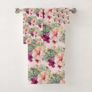 PixDezines Tropisches Paradies Florale Foliage Badhandtuch Set
