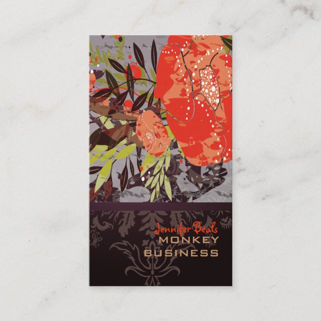 PixDezines Tuscanini Retro Blumen + Merlot Visitenkarte (Vorderseite)