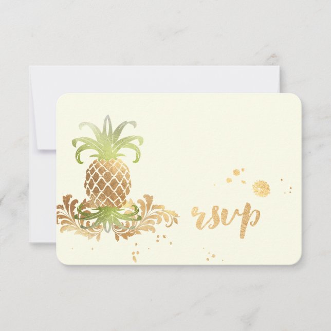 PixDezines UAWG Ananas/Imitate Goldrausch Schlagan RSVP Karte (Vorderseite)