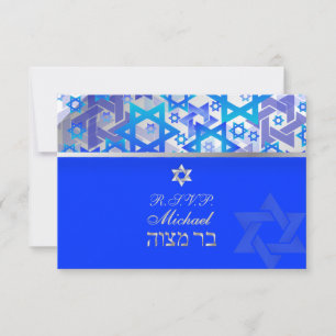 PixDezines uAwg Bar mitzvah/blau/silber RSVP Karte