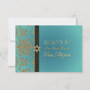 PixDezines uAwg bat mitzvah+Imitats Golddampfer RSVP Karte