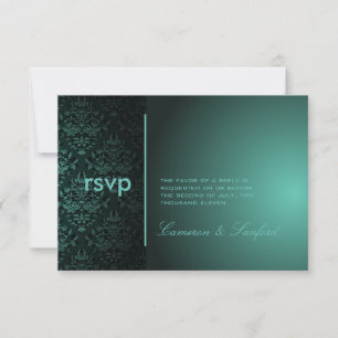 PixDezines UAWG Bijoux Damask/Aquamarin grün RSVP Karte