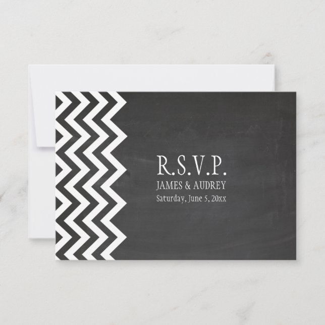 PixDezines uAwg chalkboard+Zickzack RSVP Karte (Vorderseite)