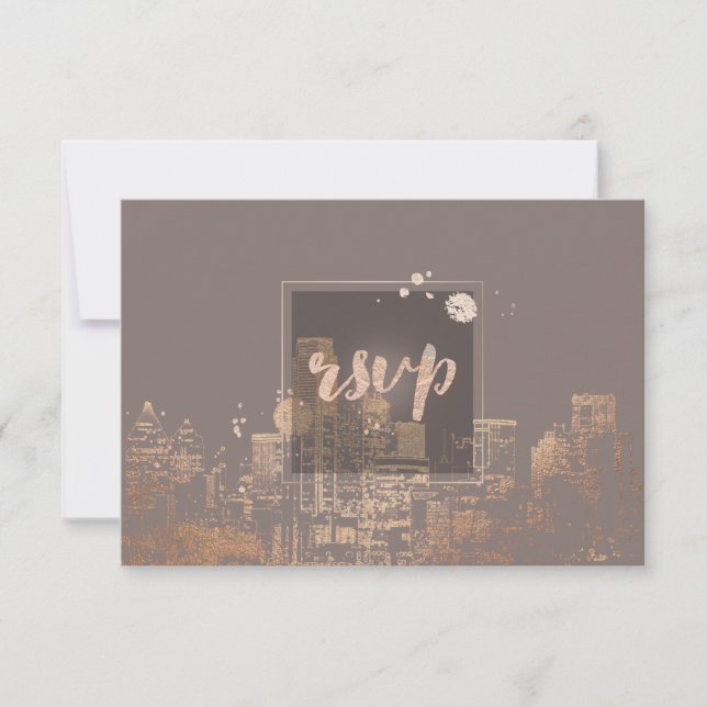 PixDezines UAWG Dallas Skyline/Pink Gold/DIY Farbe RSVP Karte (Vorderseite)